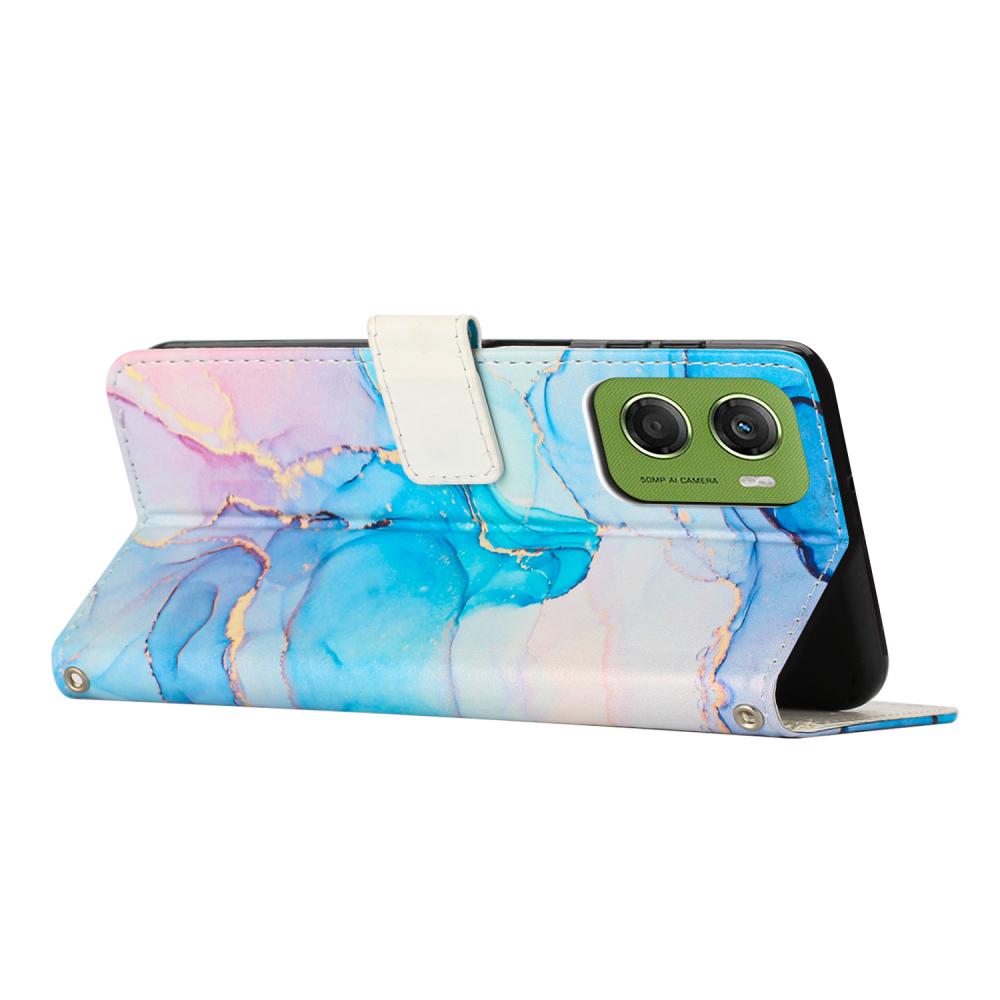  Motorola Moto G06 / G06 Power Fodral läder Marmor Rosa/Grön - Teknikhallen.se