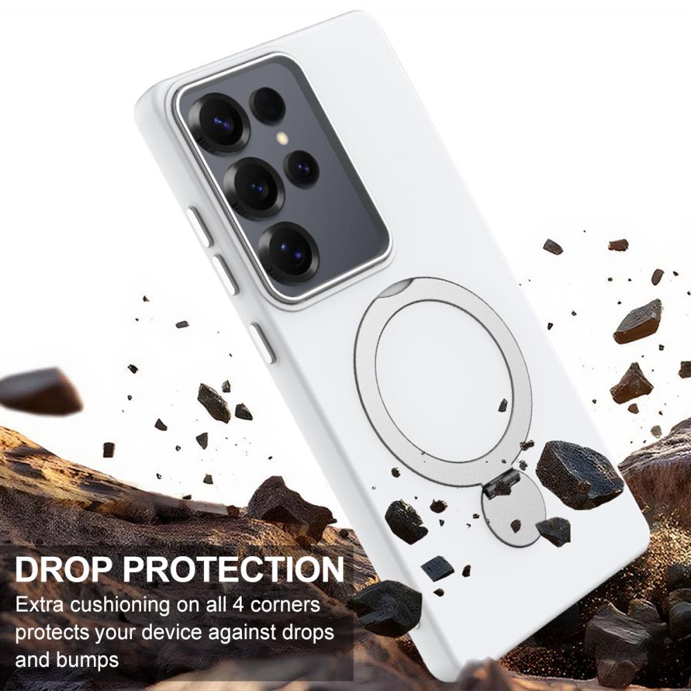  Samsung Galaxy S25 Ultra Skal MagSafe Kickstand Hybrid Vit - Teknikhallen.se