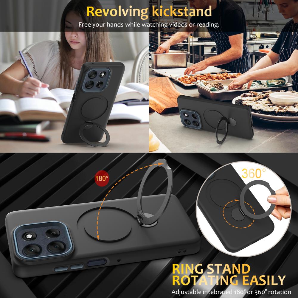  Motorola Moto G86 Skal MagSafe Kickstand Hybrid Svart - Teknikhallen.se