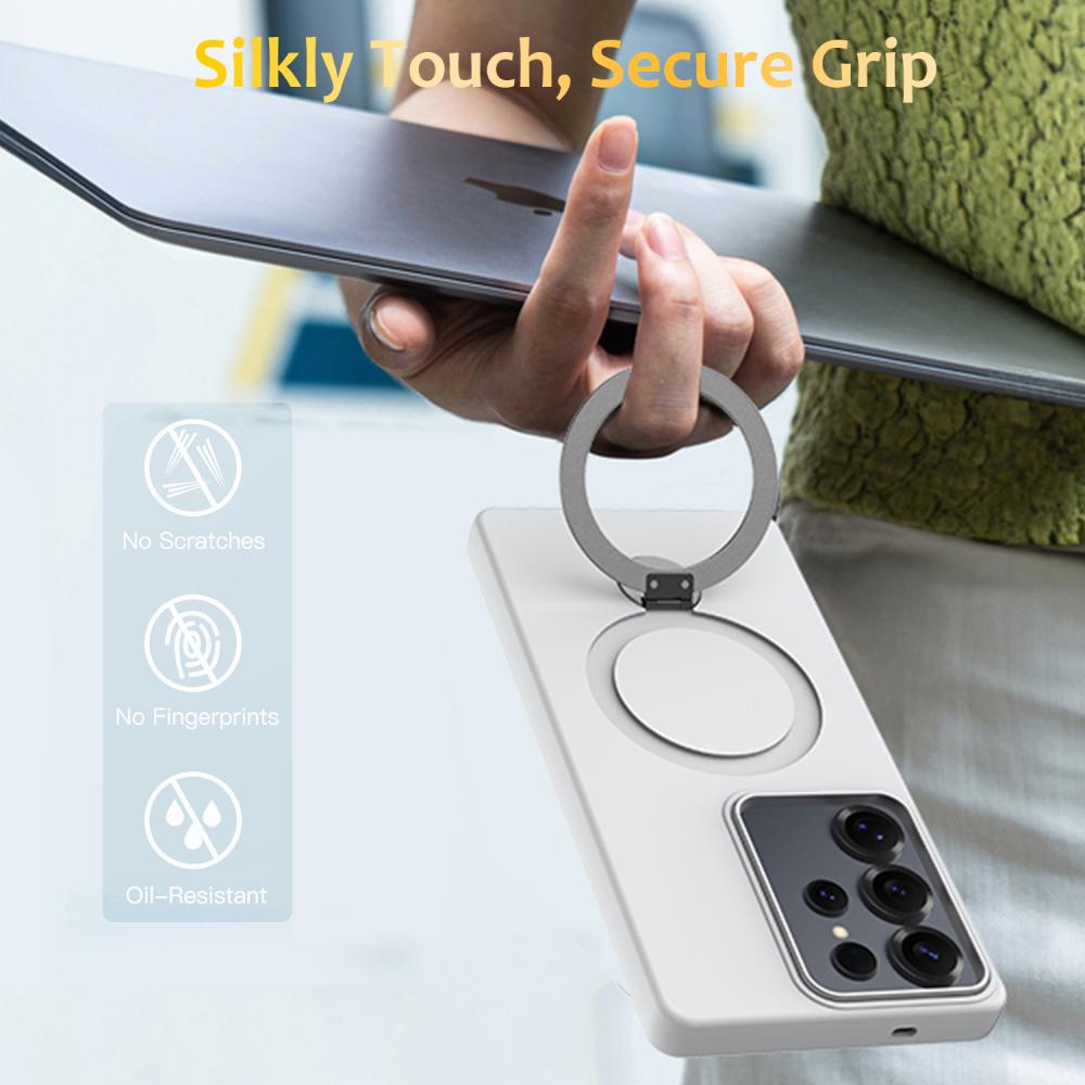  Samsung Galaxy S24 Ultra Skal MagSafe Kickstand Hybrid Vit - Teknikhallen.se