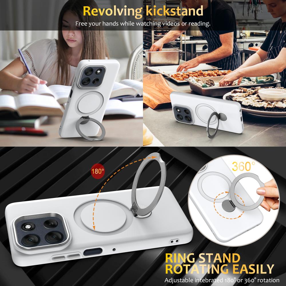  Motorola Moto G86 Power Skal MagSafe Kickstand Hybrid Vit - Teknikhallen.se