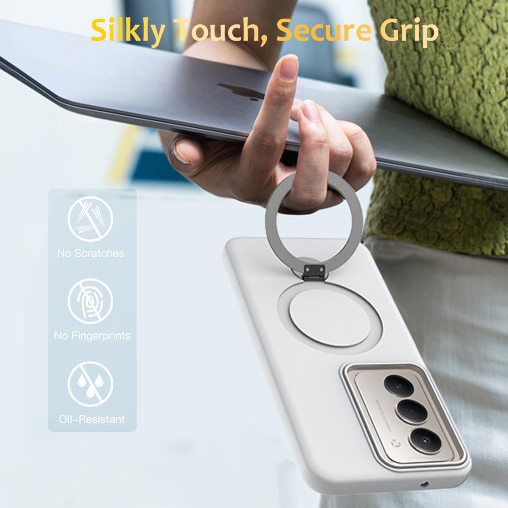  Samsung Galaxy S24 FE Skal MagSafe Kickstand Hybrid Vit - Teknikhallen.se