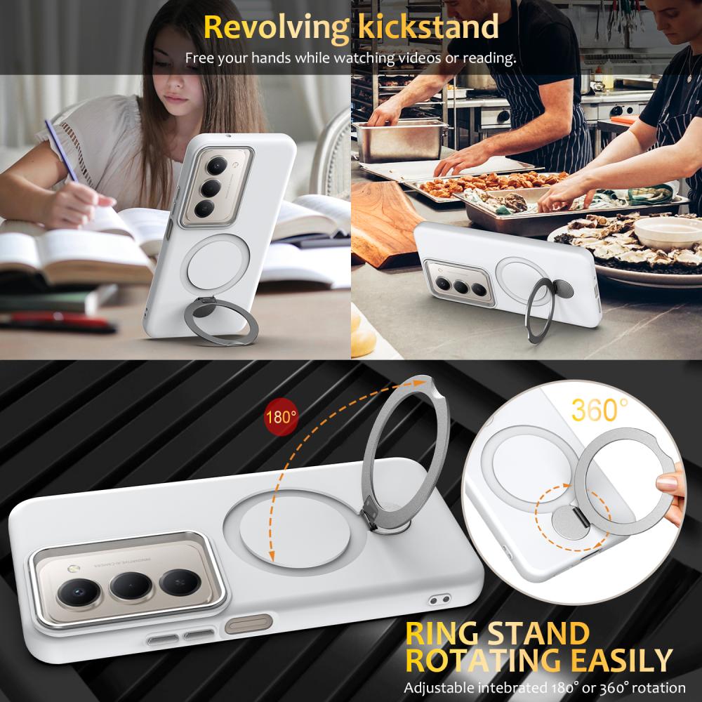  Samsung Galaxy S24 FE Skal MagSafe Kickstand Hybrid Vit - Teknikhallen.se