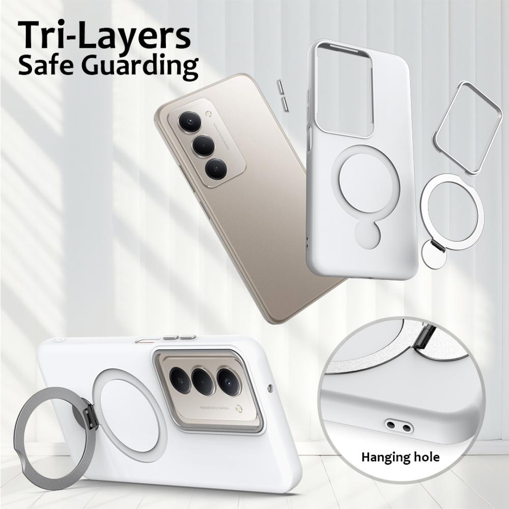  Samsung Galaxy S24 FE Skal MagSafe Kickstand Hybrid Vit - Teknikhallen.se