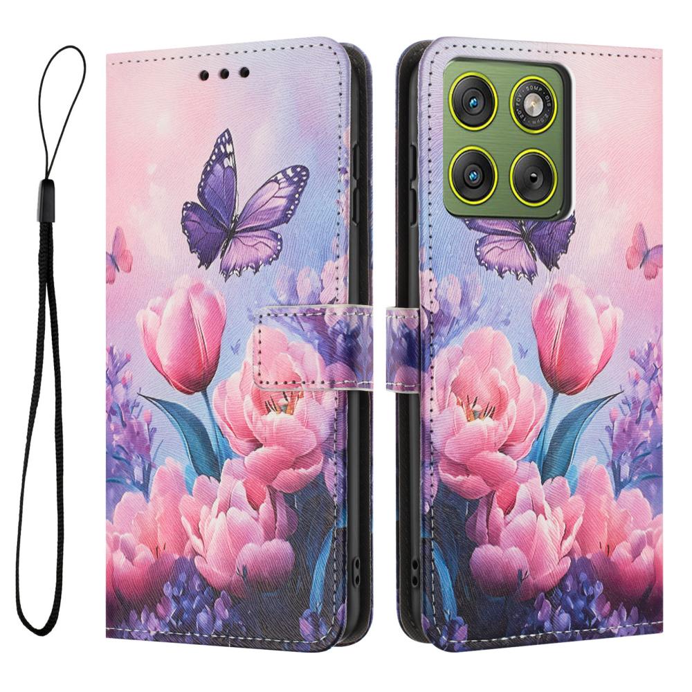  Motorola Edge 70 Fodral Med Tryck Rosa Blommor - Teknikhallen.se