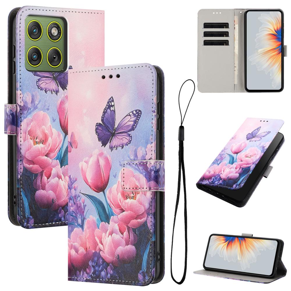  Motorola Edge 70 Fodral Med Tryck Rosa Blommor - Teknikhallen.se