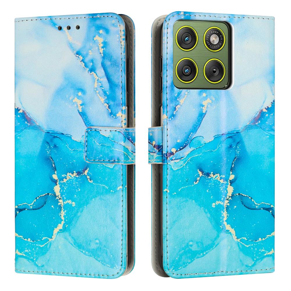  Motorola Edge 70 Fodral Läder Marmor Blå / Grön - Teknikhallen.se
