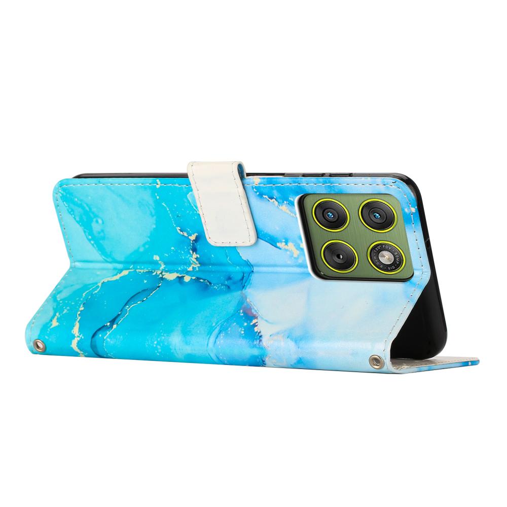  Motorola Edge 70 Fodral Läder Marmor Blå / Grön - Teknikhallen.se