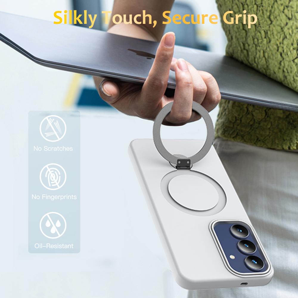  Samsung Galaxy A57 5G Skal MagSafe Kickstand Hybrid Vit - Teknikhallen.se