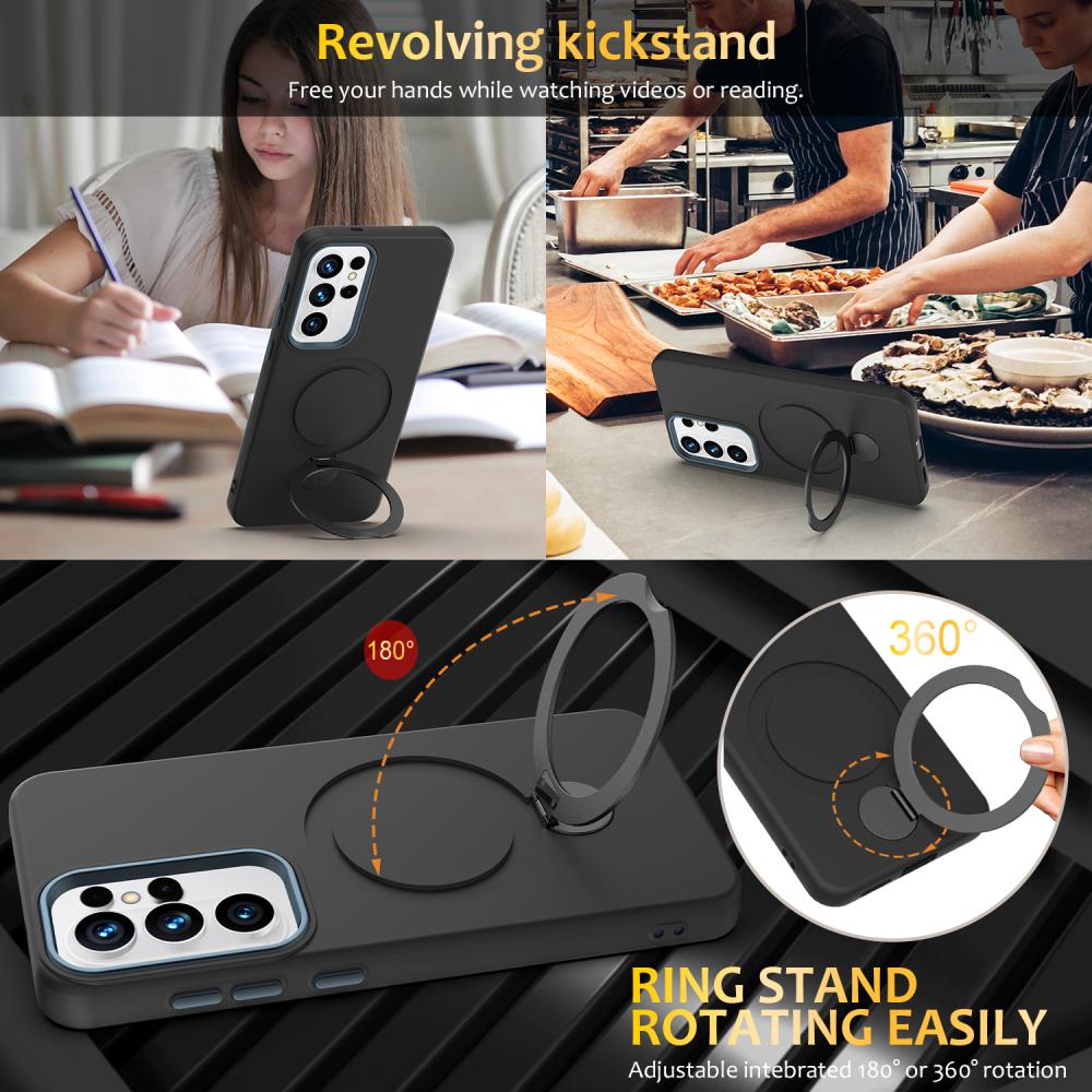  Samsung Galaxy S26 Ultra Skal MagSafe Kickstand Hybrid Svart - Teknikhallen.se