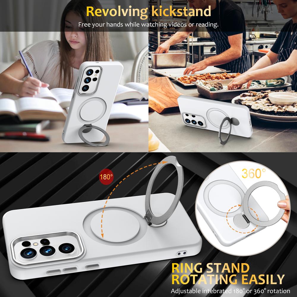  Samsung Galaxy S26 Ultra Skal MagSafe Kickstand Hybrid Vit - Teknikhallen.se