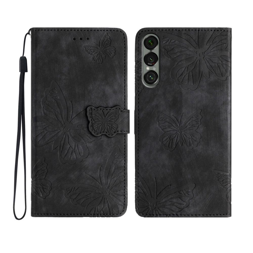  Sony Xperia 1 VII Fodral Fjäril Tryck Svart - Teknikhallen.se