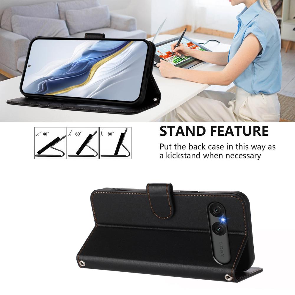  Sony Xperia 10 VII Plånboksfodral Läder Svart - Teknikhallen.se