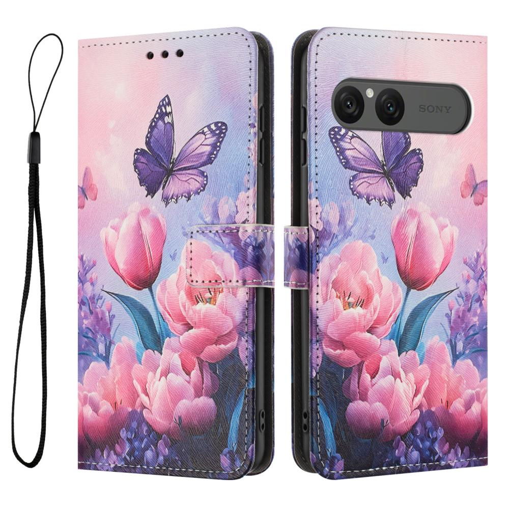  Sony Xperia 10 VII Fodral Med Tryck Rosa Blommor - Teknikhallen.se