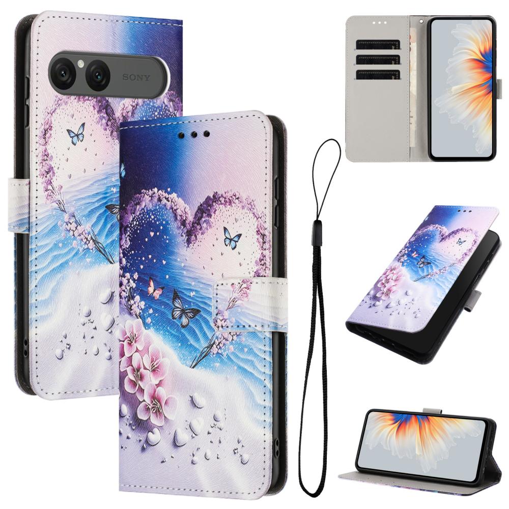  Sony Xperia 10 VII Fodral Med Tryck Hjärta / Fjärilar - Teknikhallen.se