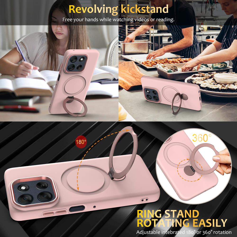  Motorola Edge 60 Pro Skal MagSafe Kickstand Hybrid Rosa - Teknikhallen.se