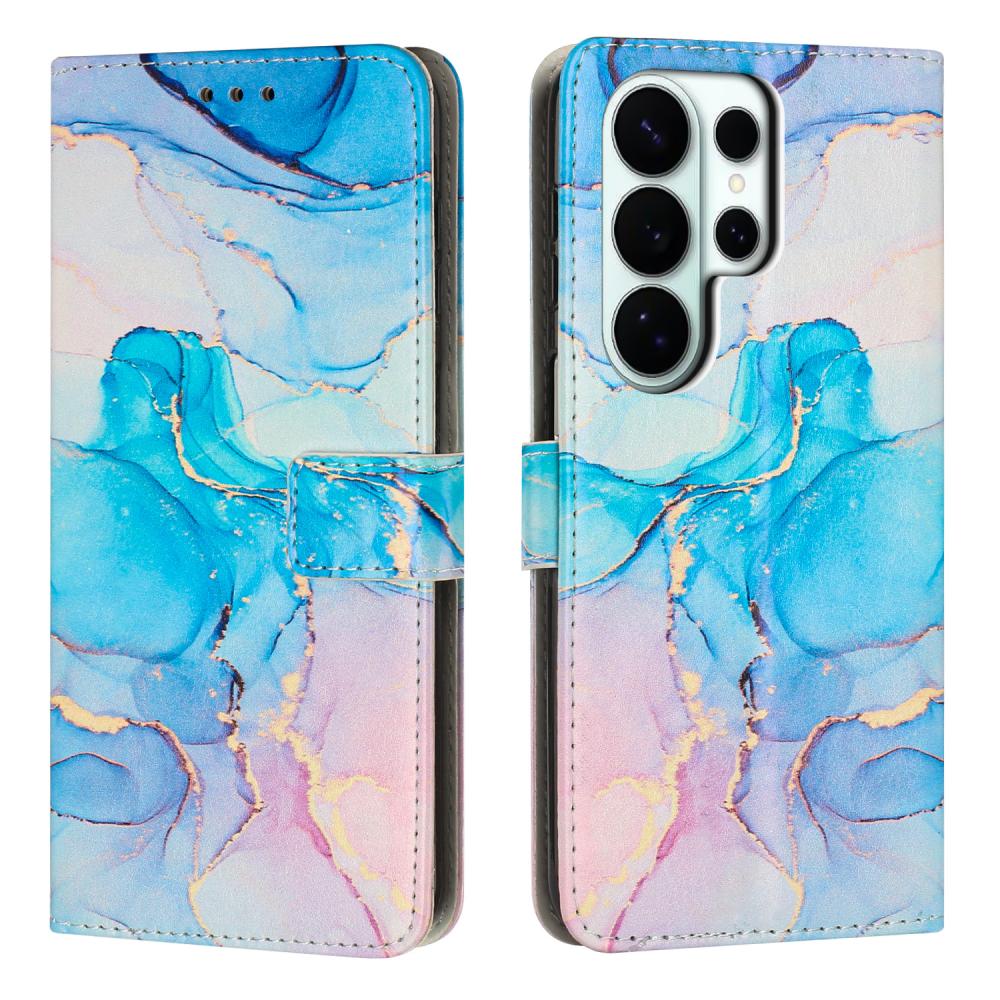  Samsung Galaxy S26 Ultra Fodral Läder Marmor Rosa / Grön - Teknikhallen.se