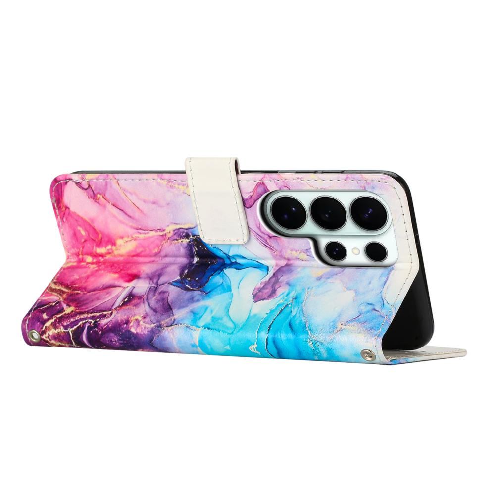  Samsung Galaxy S26 Ultra Fodral Läder Marmor Rosa / Lila - Teknikhallen.se