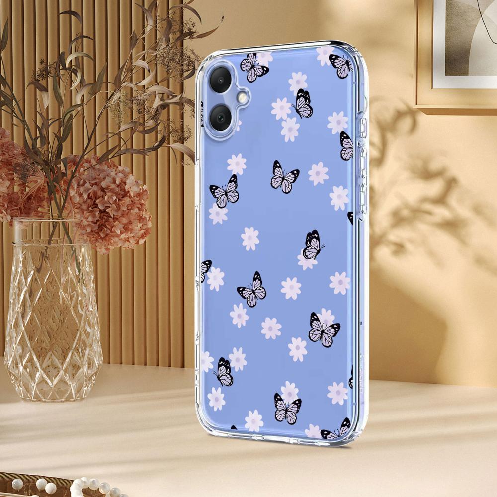  Samsung Galaxy A07 4G Skal Med Tryck Fjärilar / Blommor - Teknikhallen.se