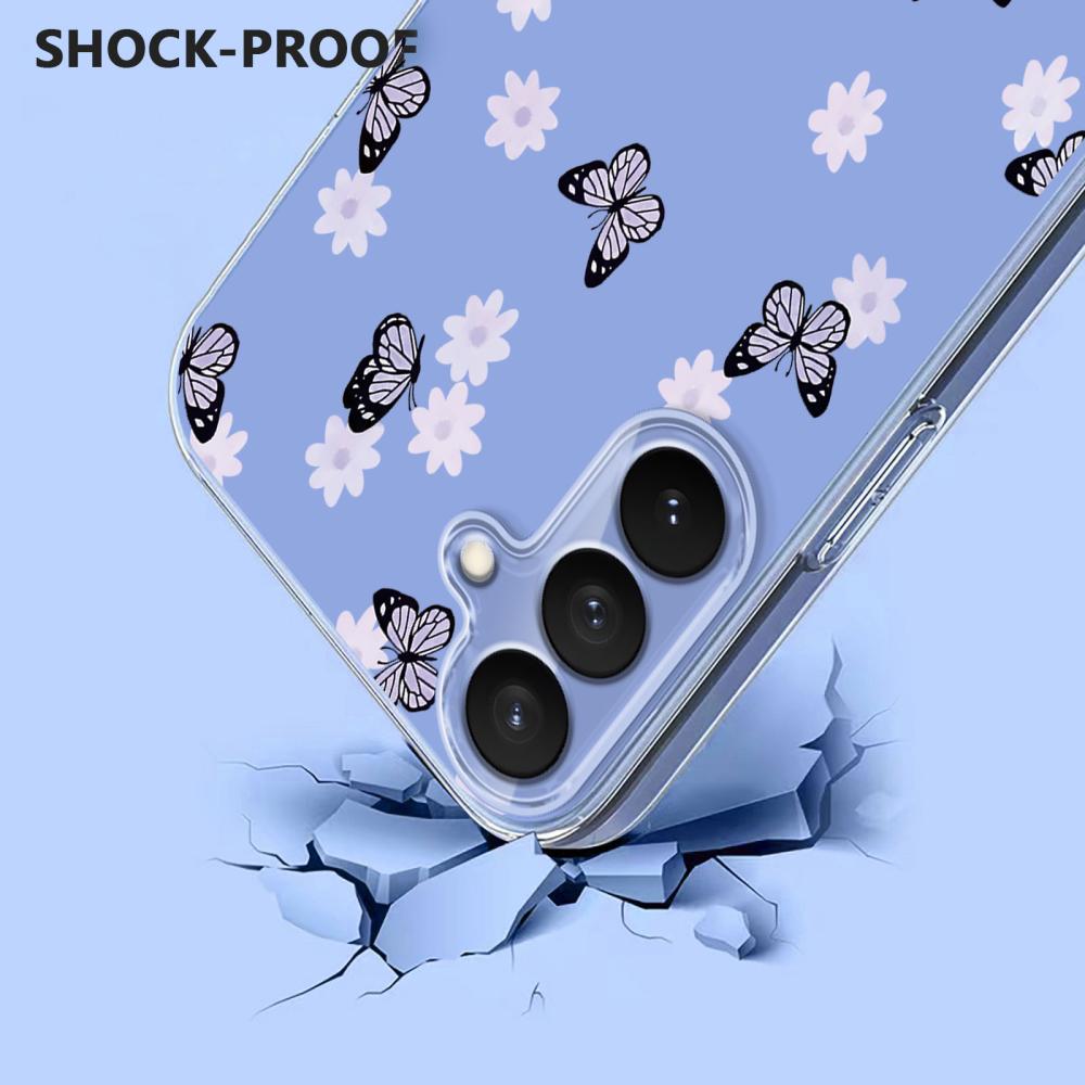  Samsung Galaxy S26 Plus Skal TPU Med Tryck Fjärilar / Blommor - Teknikhallen.se