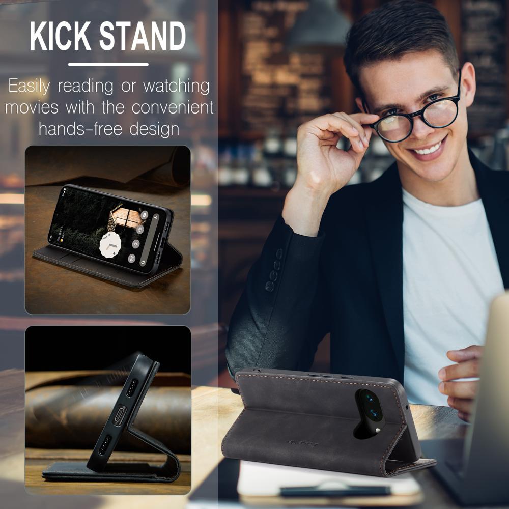 CASEME CASEME Google Pixel 10a Fodral Flip Retro Läder Svart - Teknikhallen.se