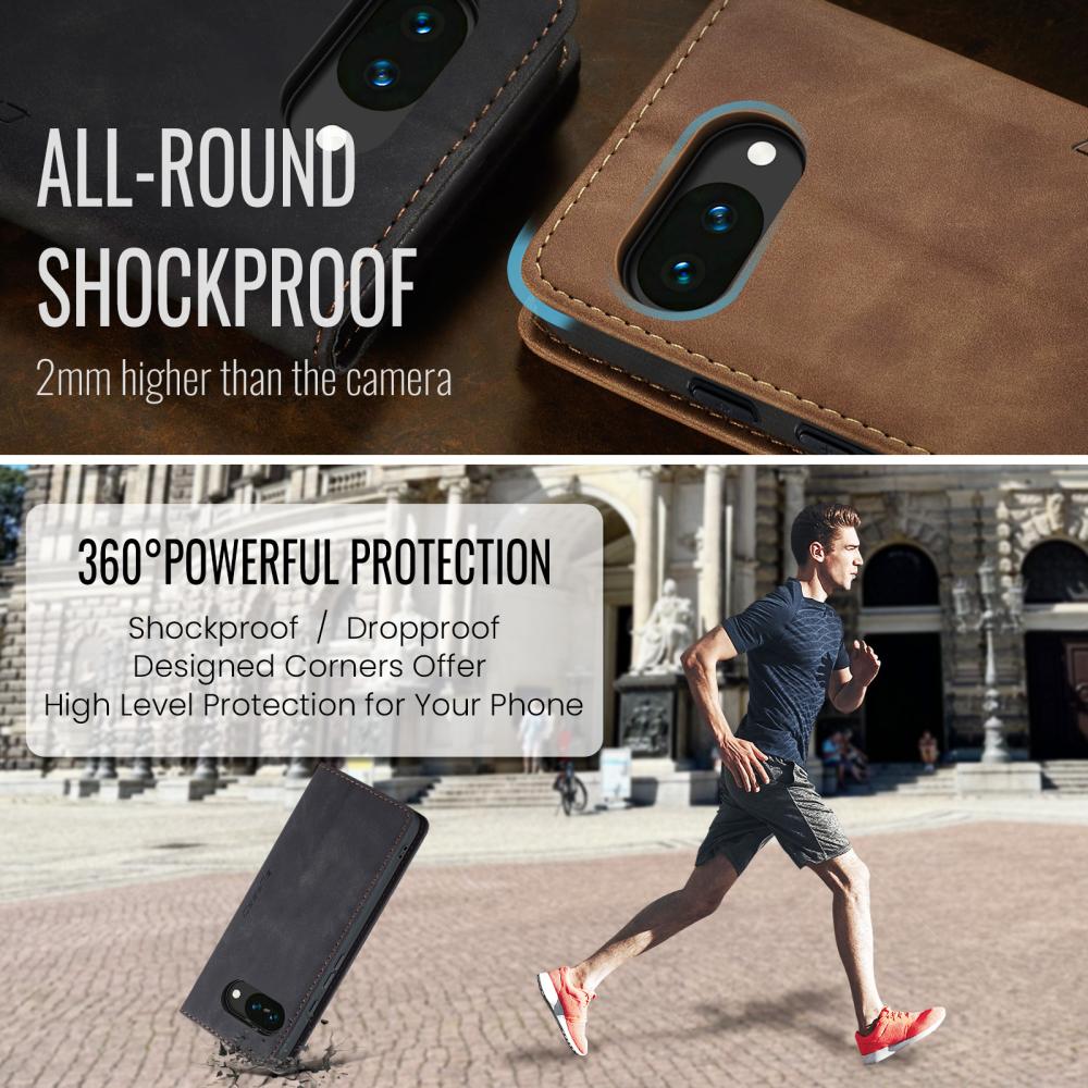 CASEME CASEME Google Pixel 10a Fodral Flip Retro Läder Svart - Teknikhallen.se