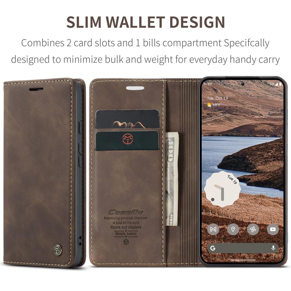 CASEME CASEME Google Pixel 10a Fodral Flip Retro Läder Brun - Teknikhallen.se