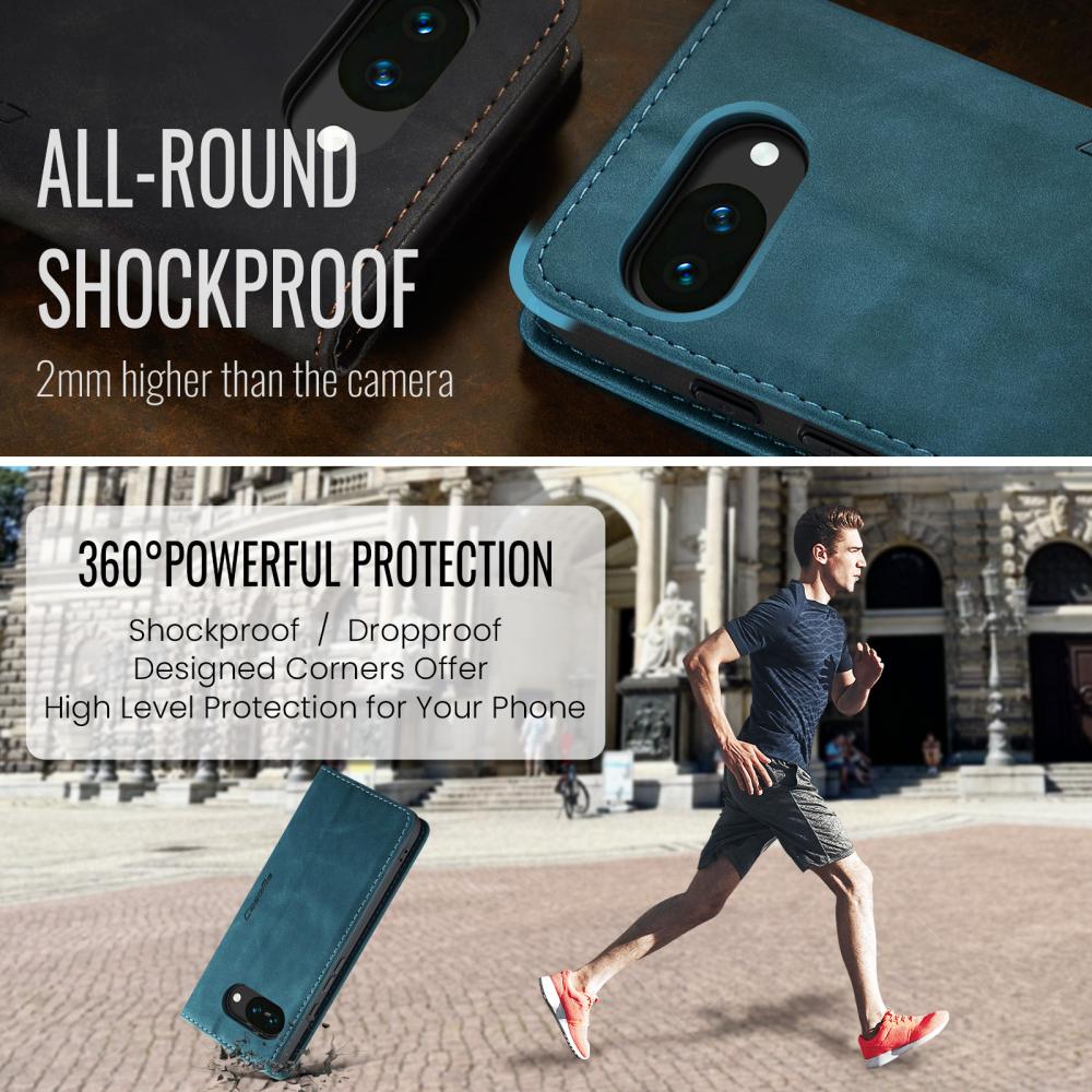 CASEME CASEME Google Pixel 10a Fodral Flip Retro Läder Blå - Teknikhallen.se