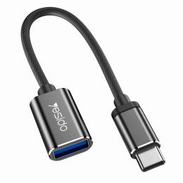 YESIDO YESIDO USB-C Hane - USB-A Hona Adapter Kabel Svart - Teknikhallen.se