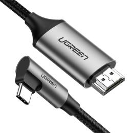 UGREEN UGREEN 1.5m 4K 60Hz USB-C - HDMI Kabel Elbow Svart - Teknikhallen.se