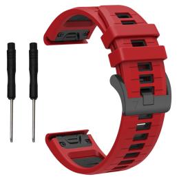  Garmin Fenix 22 mm Armband Quick Release Silikon Röd - Teknikhallen.se