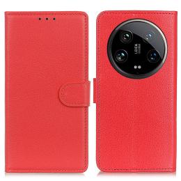  Xiaomi 14 Ultra Fodral Litchi Läder Röd - Teknikhallen.se