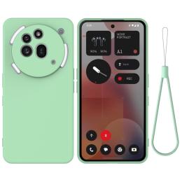  Nothing Phone 3a Pro Skal Liquid Silikon Med Strap Grön - Teknikhallen.se