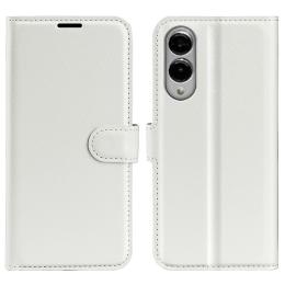  Samsung Galaxy S25 Edge Fodral Litchi Läder Vit - Teknikhallen.se