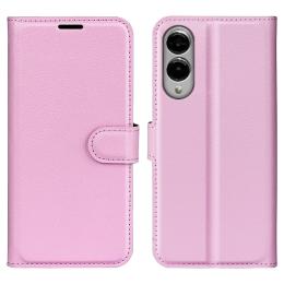  Samsung Galaxy S25 Edge Fodral Litchi Läder Ljus Rosa - Teknikhallen.se
