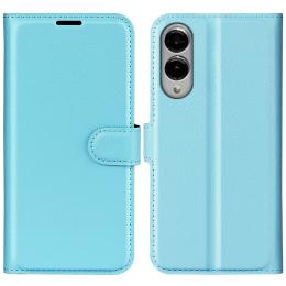  Samsung Galaxy S25 Edge Fodral Litchi Läder Blå - Teknikhallen.se