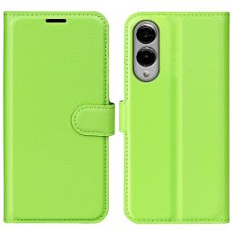  Samsung Galaxy S25 Edge Fodral Litchi Läder Grön - Teknikhallen.se