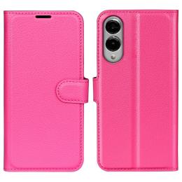  Samsung Galaxy S25 Edge Fodral Litchi Läder Rosa - Teknikhallen.se