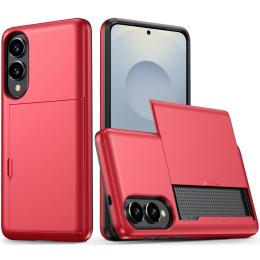  Samsung Galaxy S25 Edge Skal Hybrid Med Kortfack Röd - Teknikhallen.se