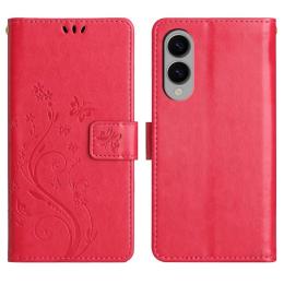  Samsung Galaxy S25 Edge Fodral Med Blommigt Tryck Röd - Teknikhallen.se
