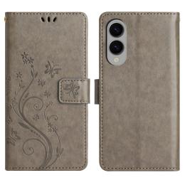  Samsung Galaxy S25 Edge Fodral Med Blommigt Tryck Grå - Teknikhallen.se