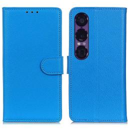  Sony Xperia 1 VII Fodral Litchi Läder Blå - Teknikhallen.se