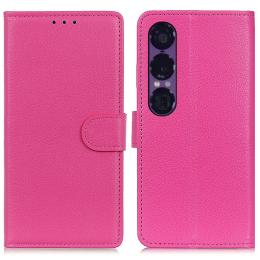  Sony Xperia 1 VII Fodral Litchi Läder Rosa - Teknikhallen.se