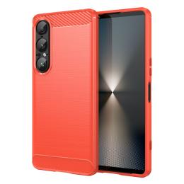  Sony Xperia 1 VII Skal Borstad Stål Textur Röd - Teknikhallen.se