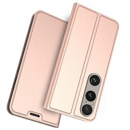  Sony Xperia 1 VII Fodral Flip Läder Roséguld - Teknikhallen.se