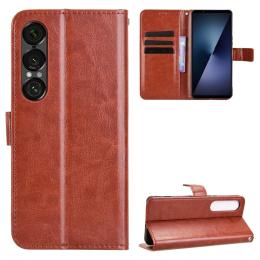  Sony Xperia 1 VII Fodral Crazy Horse Läder Brun - Teknikhallen.se