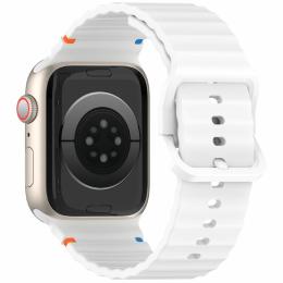  Apple Watch 42/44/45/46/49 mm Armband Silikon Wave Vit - Teknikhallen.se