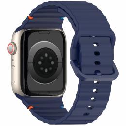  Apple Watch 42/44/45/46/49 mm Armband Silikon Wave Blå - Teknikhallen.se