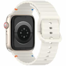  Apple Watch 42/44/45/46/49 mm Armband Silikon Wave Off White - Teknikhallen.se