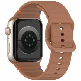  Apple Watch 42/44/45/46/49 mm Armband Silikon Wave Brun - Teknikhallen.se